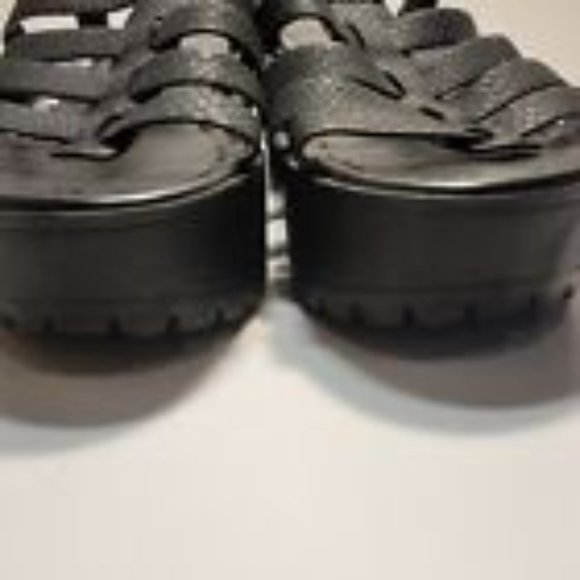 Black Gladiator Chunky Lug Sole Platform Ankle Strap Open Toe Sandal Size 10 - Picture 3 of 10